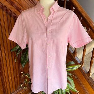 Denim & Flower by Ricky Singh Men’s Button Down Shirt Pink and White Checks Sz M
